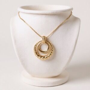 Napier‎ | Vintage Gold Tone Twisted Double Ring Pendant Necklace Old Money Style